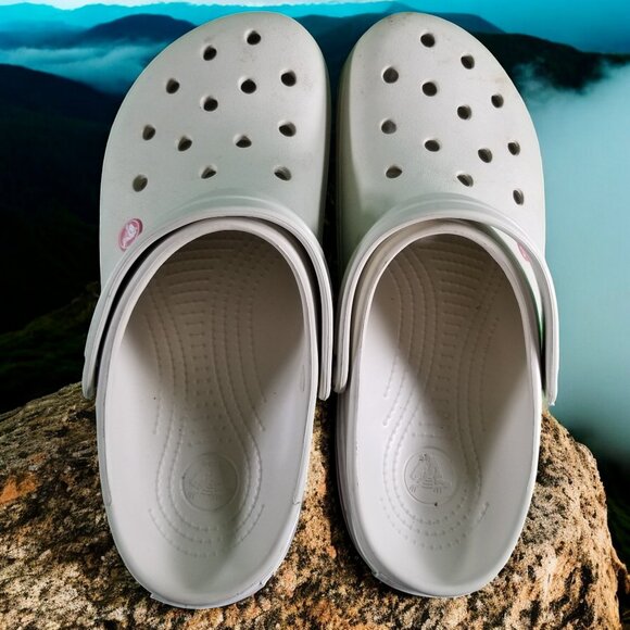 Crocs Men's 9 Women's 11 Beige Slip On Comfort Sandals Shoes 12440 - Picture 6 of 8